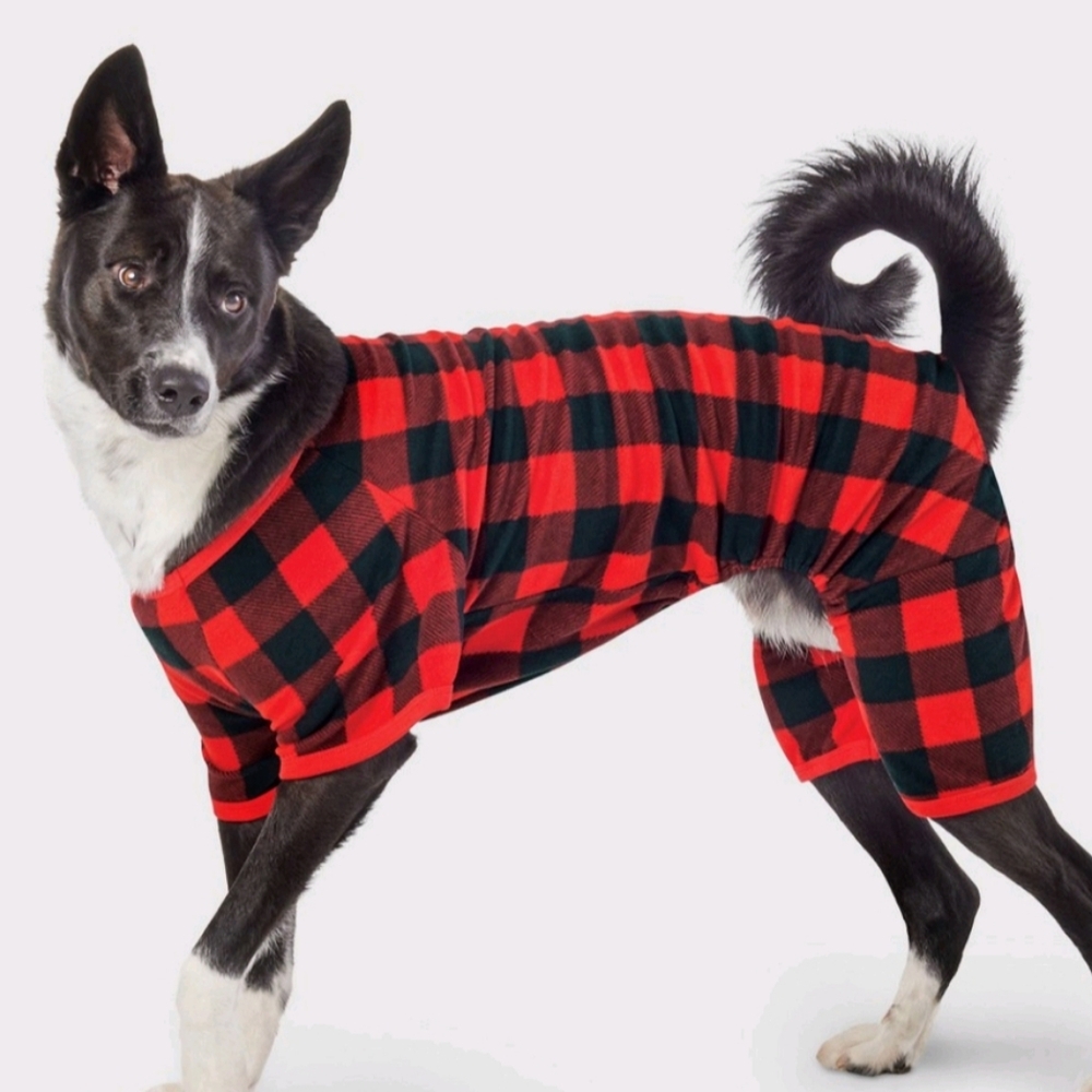 💙 NEW! Wondershop Pet Holiday Christmas Sweatshirt, red & black Buffalo plaid
